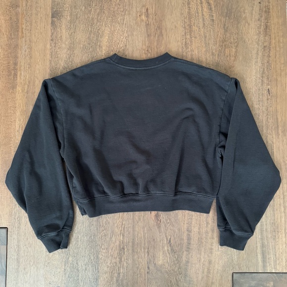 Sporty & Rich Athletic Club Cropped Crewneck Sweatshirt in Black - Picture 2 of 6